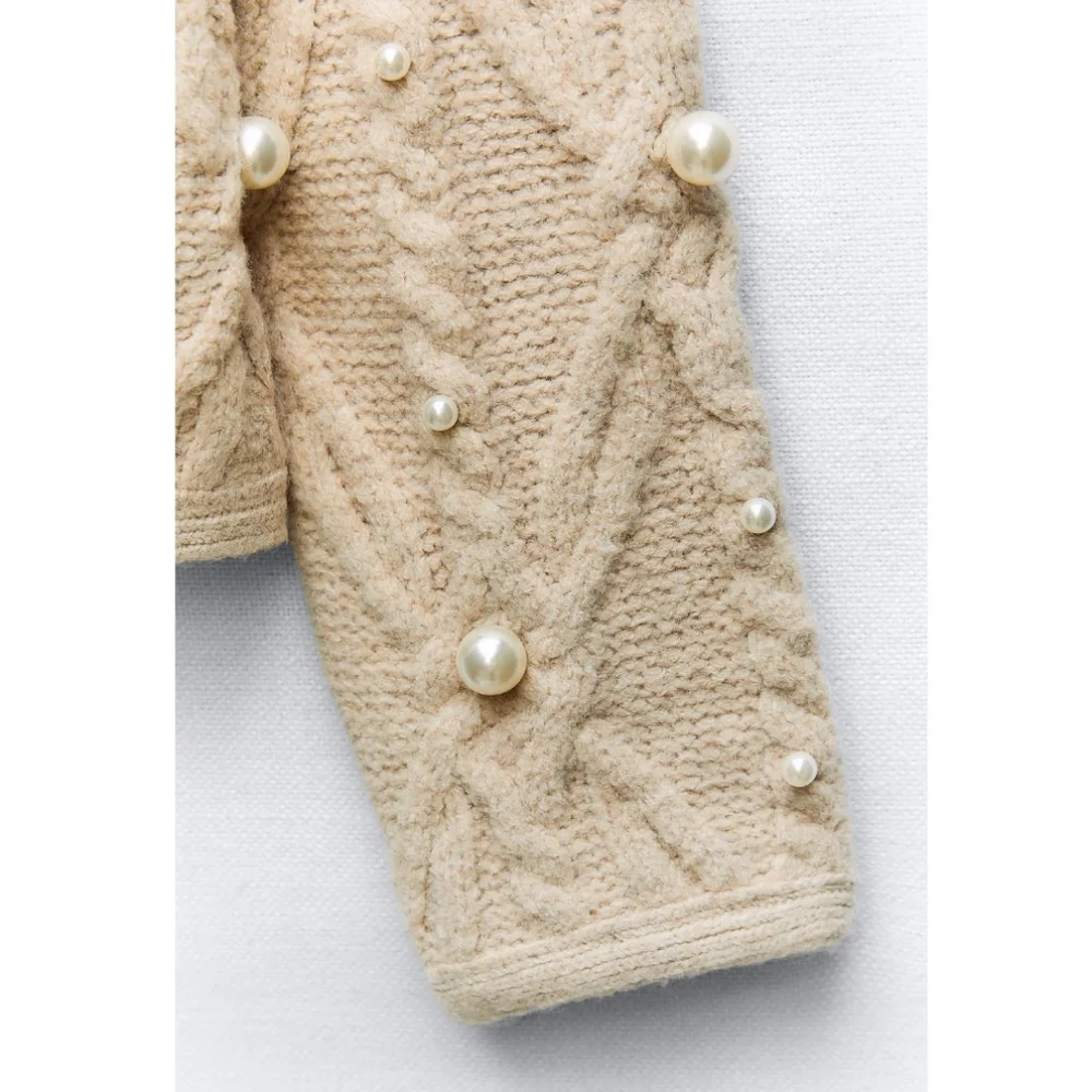 PEARL CABLE KNIT CARDIGAN SIZE L - Picture 7 of 8
